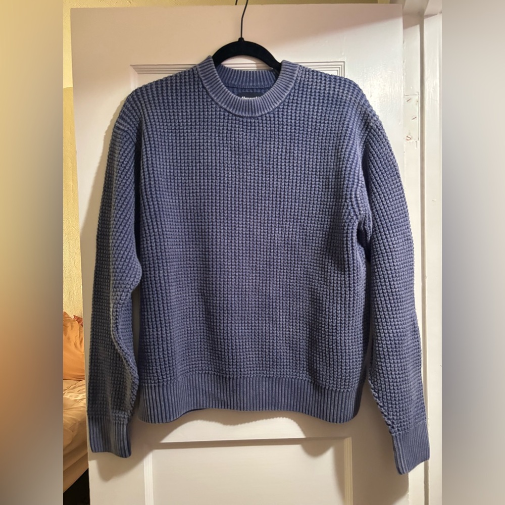 Abercrombie men’s crewneck oversized sweater navy waffle knit